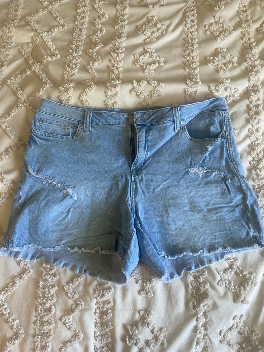 Seven7 Light Blue Distressed Denim Shorts